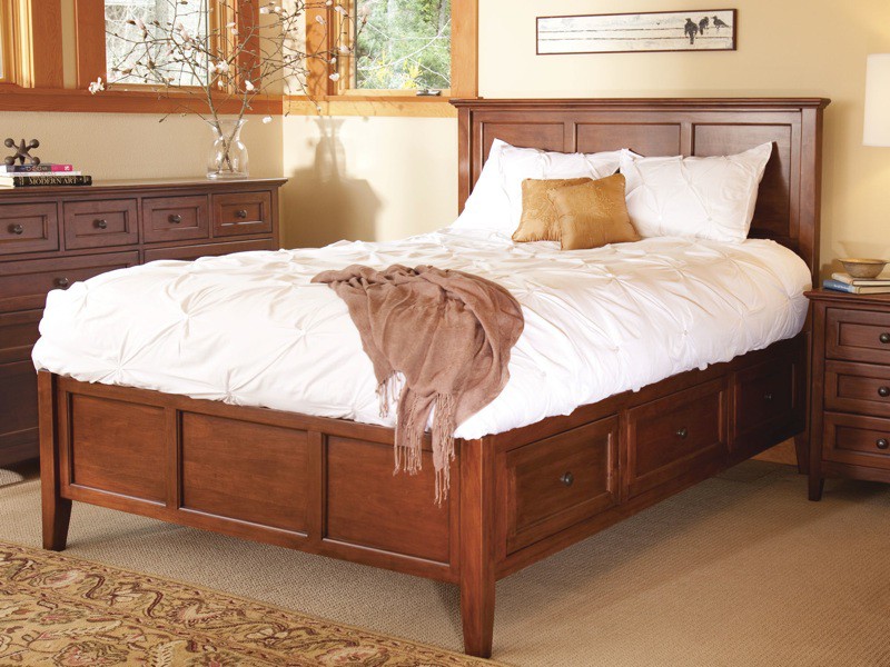 Whittier McKenzie Full Storage Bed in Glazed Antique Cherry.