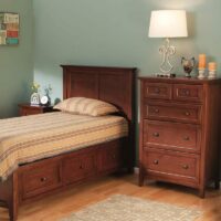 Whittier Wood Twin size McKenzie Storage Bed and 5 drawer chest in Glazed Antique Cherry